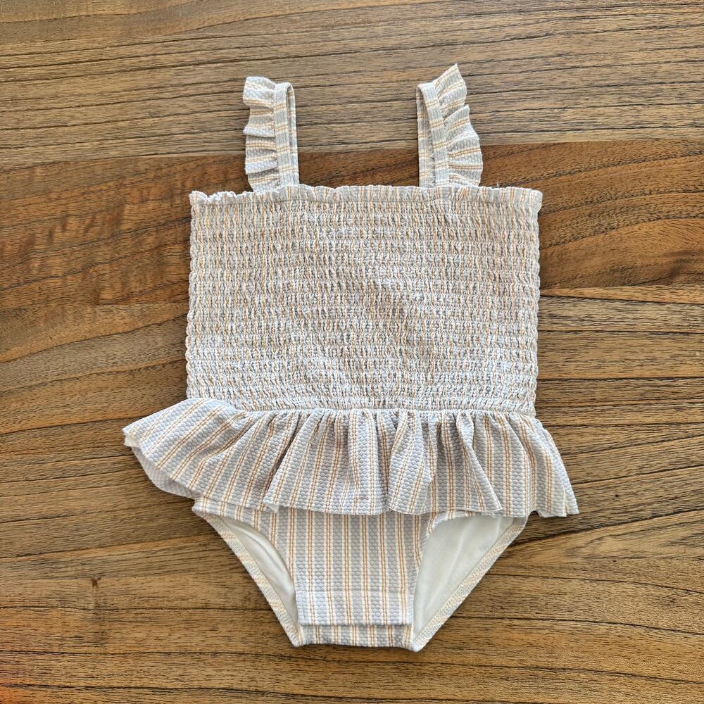 Quincy Mae Smocked One Piece Stripe - Size 12-18m